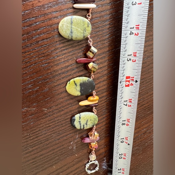 Handmade serpentine, jasper, & crystal copper wire gemstone necklace - Picture 8 of 8